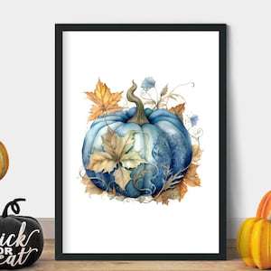 Blauer Kürbis Druck, Kürbis Druck blauer Kürbis Druck, Kürbis Druck blauer Kürbis Druck, Herbst Dekorationsartikel, Dekoration für die Küche, Herbst Kunst 202