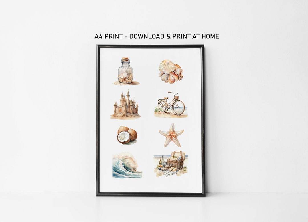 Beach Art,printable Beach Art,beach Poster,summer Art,a4 Summer Print ...