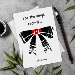 Afdrukbare vinylplatenkaart, digitale liefdeskaart, cadeau vriend vriendin, verjaardagskaart, For The Record Card, Valentijnsdag