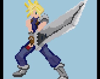 Nuage de point de croix, motif de point de croix Final Fantasy, FF7 point de croix, jeu de point de croix, RPG point de croix