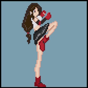 Tifa Cross Stitch, Final Fantasy 7 Cross Stitch, FF7 Cross Stitch, Gaming Cross Stitch