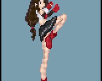 Tifa point de croix, point de croix Final Fantasy 7, point de croix FF7, point de croix gaming