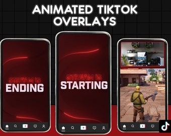 Neon Red TIKTOK Animated Streaming Overlay Pack | TiktokLive Designs | Electric Neon Stream Scene Pack | Cute Vibrant | Stream Frames | OBS