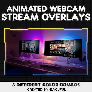 8 ANIMATED Gradient Webcam Border Pack Webcam Overlays for Twitch, Youtube, Tiktok Soft Gradient Neon Overlays Cute Cyberpunk image 8