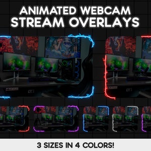 ANIMATED Electric Webcam Border Pack Neon Webcam Overlays for Twitch, TikTok, Youtube Cute Vibrant Animated Frames Stream Overlay image 1