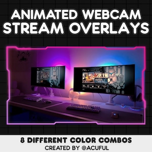 8 ANIMATED Gradient Webcam Border Pack Webcam Overlays for Twitch, Youtube, Tiktok Soft Gradient Neon Overlays Cute Cyberpunk image 5