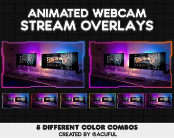 8 ANIMATED Gradient Webcam Border Pack | Webcam Overlays for Twitch, Youtube, Tiktok | Soft Gradient | Neon Overlays | Cute Cyberpunk