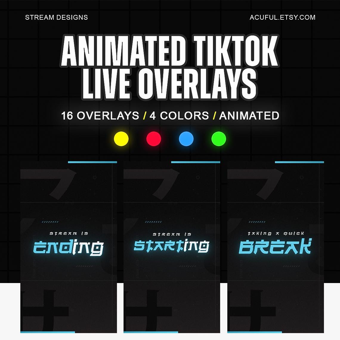 Animated Tiktok Live Overlay Stream Package | Twitch, Youtube, Kick ...