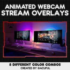 8 ANIMATED Gradient Webcam Border Pack Webcam Overlays for Twitch, Youtube, Tiktok Soft Gradient Neon Overlays Cute Cyberpunk image 7