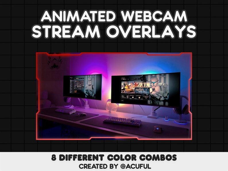 8 ANIMATED Gradient Webcam Border Pack Webcam Overlays for Twitch, Youtube, Tiktok Soft Gradient Neon Overlays Cute Cyberpunk image 7