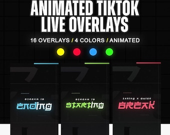 Paquete de transmisión en vivo animada para TikTok / Superposición HD para Twitch / OBS Kick para YouTube