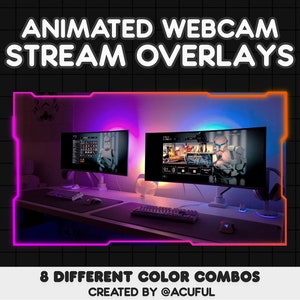 8 ANIMATED Gradient Webcam Border Pack Webcam Overlays for Twitch, Youtube, Tiktok Soft Gradient Neon Overlays Cute Cyberpunk image 3