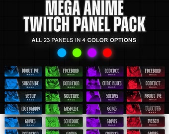 Anime Stream Panels | Manga Twitch Profile Graphics Pack |  Stream Panel Package