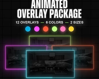 Animated Twitch Webcam Border Pack | Neon Stream Overlay Frame Package | OBS Streaming Facecam Graphics