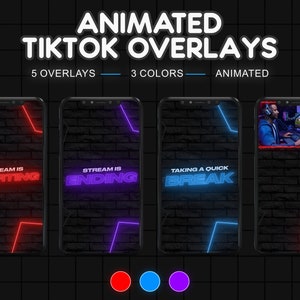 TikTok Stream Overlay Pack | Neon Animated Layouts | Live Streaming Scenes | Webcam Borders