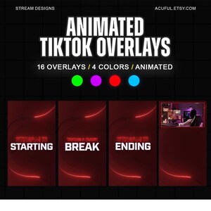 Paquete de superposiciones de TikTok / Gráficos animados de neón para transmisiones en vivo / Escenas para creadores en vivo / Diseños de marcos verticales para cámara web imagen 3