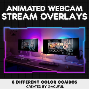 8 ANIMATED Gradient Webcam Border Pack Webcam Overlays for Twitch, Youtube, Tiktok Soft Gradient Neon Overlays Cute Cyberpunk image 4