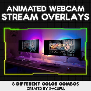 8 ANIMATED Gradient Webcam Border Pack Webcam Overlays for Twitch, Youtube, Tiktok Soft Gradient Neon Overlays Cute Cyberpunk image 6