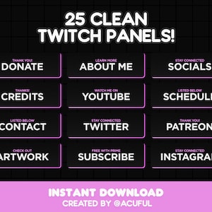 x25 Twitch Panels Pack Professional clean stream profile panels Minimal Twitch panel Stream Panels Pack Clean Twitch Profile Panels image 1