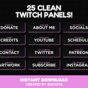Minimal Twitch Panels Pack | Profile Panel Designs | Neon Streaming Layouts | Channel Graphics