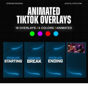 Paquete de superposiciones de TikTok / Gráficos animados de neón para transmisiones en vivo / Escenas para creadores en vivo / Diseños de marcos verticales para cámara web imagen 2