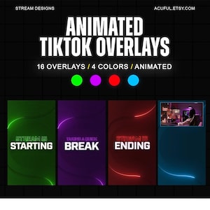 Animated Neon TikTok Stream Package | Custom Twitch Overlay Graphics | OBS Kick YouTube