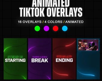 Animated Neon TikTok Stream Package | Custom Twitch Overlay Graphics | OBS Kick YouTube
