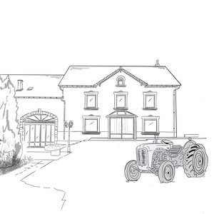 Illustration de votre maison de famille ou maison de vacances avec style de dessin personnalisé
