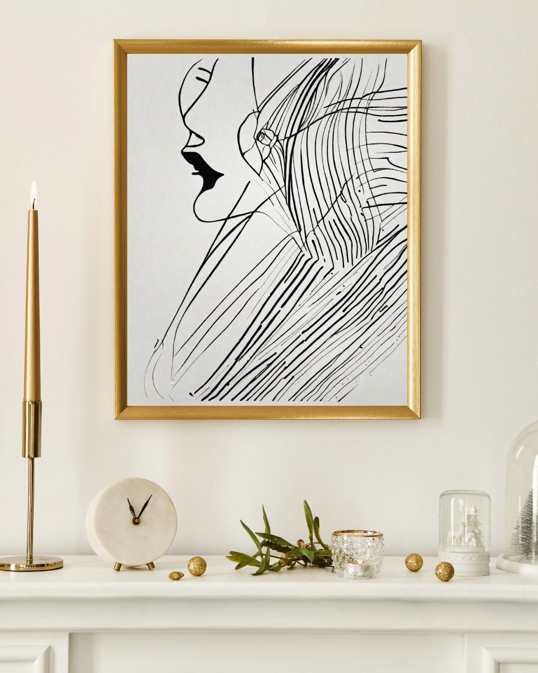 Woman Face Line Drawing Print Minimalist Feminine One Line Wall Decor ...