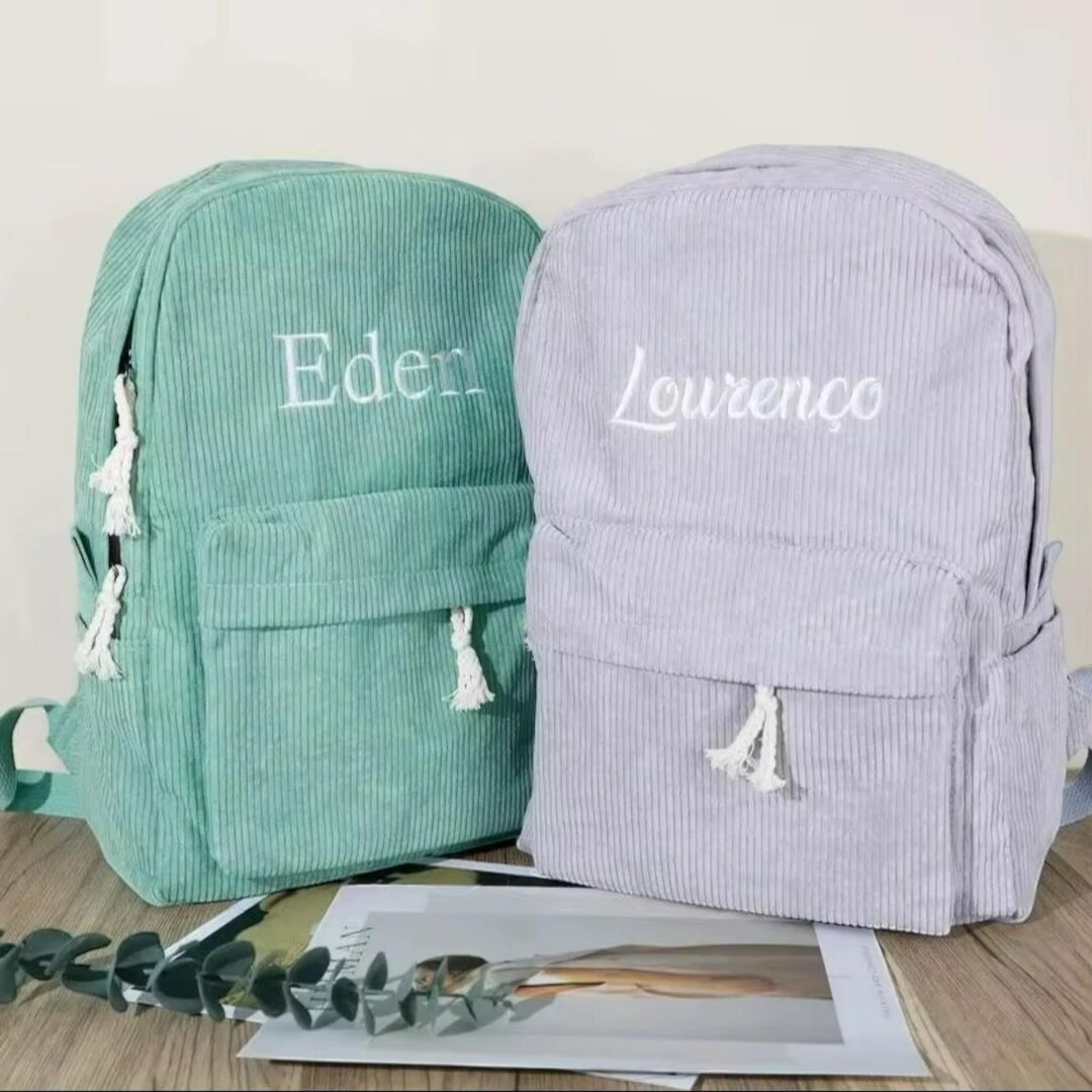 Personalized Corduroy Backpack for Kids – Custom Embroidered Name ...
