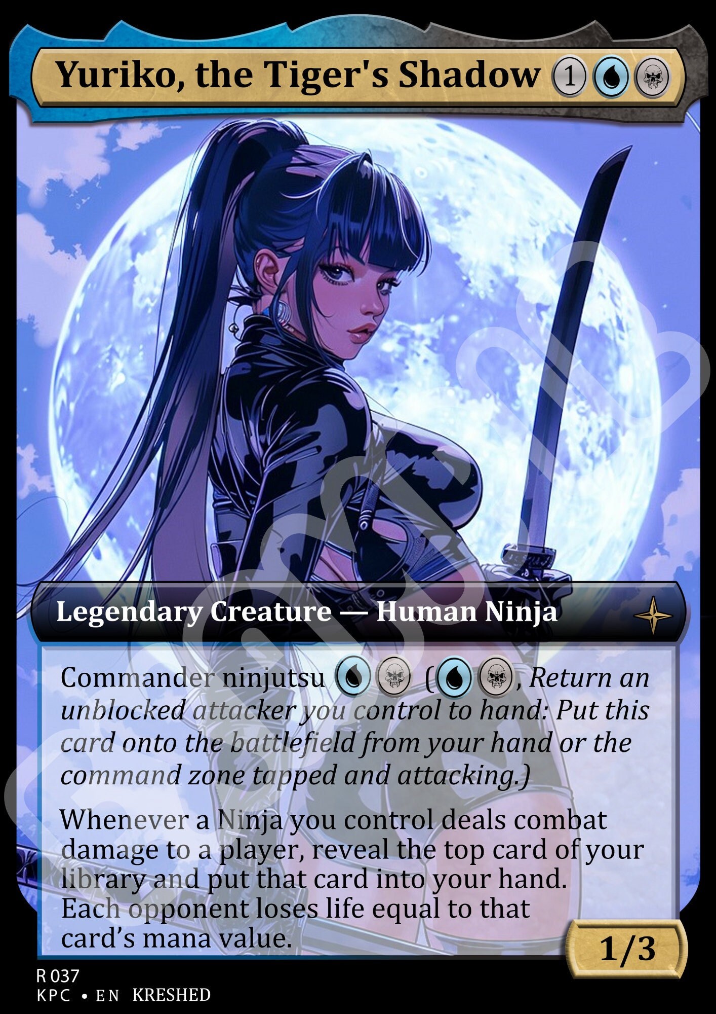Carte Proxy Magic Waifu Yuriko – Édition Alternative Foil, Personnage Personnalisé