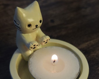 Cute Cat Candle Holder - Cute Table Decor - Cat Decor - Cat Lover Gift - Cat Gift - Candle Decoration - Tea Light Holder - Gift for her