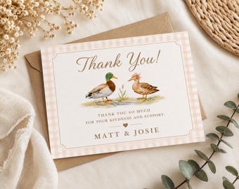 Waddle It Be Gender Reveal Mallard Customized Thank You Cards