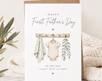 Eerste Vaderdagkaart van Bump | Minimalistische aquarel Dad to Be-groet (pdf-download)