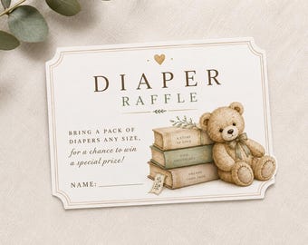 Verhalenboek teddybeer luierloterij, babyshower, breng een boek mee babyshower luierloterij, teddybeer babyshower loterij, digitaal