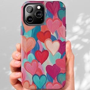 Trendy Hearts iPhone Case Collage Valentines iPhone 11 12 13 14 15 16 Pro Max Coquette Aesthetic Cellphone Gift for Mom iPhone 15 Pro Cute