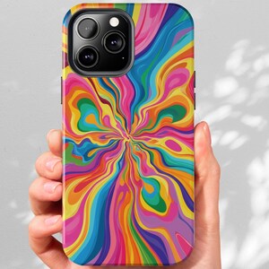 Colorful iPhone Case Trippy Tie Die Look iPhone 11 12 13 14 15 16 Pro Max Kaleidoscope Cellphone Cover Gift Psychedelic iPhone 15 Pro Case