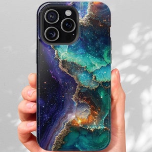 Celestial Marbled iPhone Case: Cosmic MagSafe Protective Phone Cover