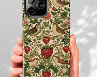 William Morris iPhone Case: Vintage Botanical Floral Bird Design