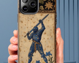 Medieval iPhone Case Retro Aesthetic Celestial iPhone 11 12 13 14 15 16 17 Pro Max Fencing Lover Gift Chivalry Floral Knight iPhone 17 Gift