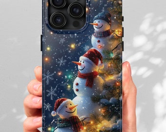 Embroidery Look iPhone Case Winter Aesthetic Stars iPhone 11 12 13 14 15 16 Pro Case Snowman Festive Samsung Cellphone Holiday Gift for Mom
