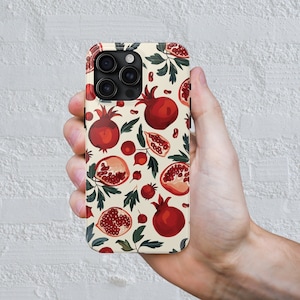 Pomegranate iPhone Case Cute Watercolor Aesthetic iPhone 11 12 13 14 15 16 Pro Max Trendy Retro Cellphone Case Gift for Mom Samsung Galaxy