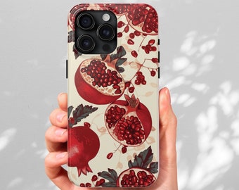 Cute iPhone Case Pomegranate Graphic Tough Cellphone Case for Grandma iPhone 11 12 13 14 15 Pro Max Case for Wife Trendy Aesthetic iPhone