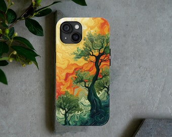 Van Gogh Phone Case Botanical Van Gogh Art Inspired Phone Case Swirl Ombre Aesthetic Case Cute Nature Gift iPhone 15 13 14 Pro Max Case Gift