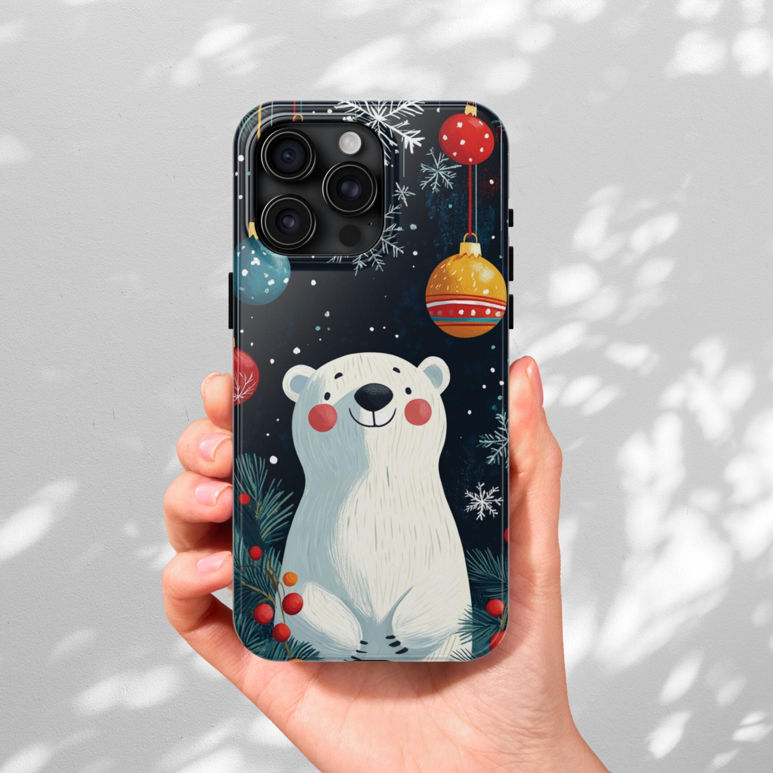 Cute iPhone Case Christmas Polar Bear Festive Cellphone Samsung S22 S23 Case Gift for Mom iPhone 11 12 13 14 15 Pro Max Case for Nona Gift