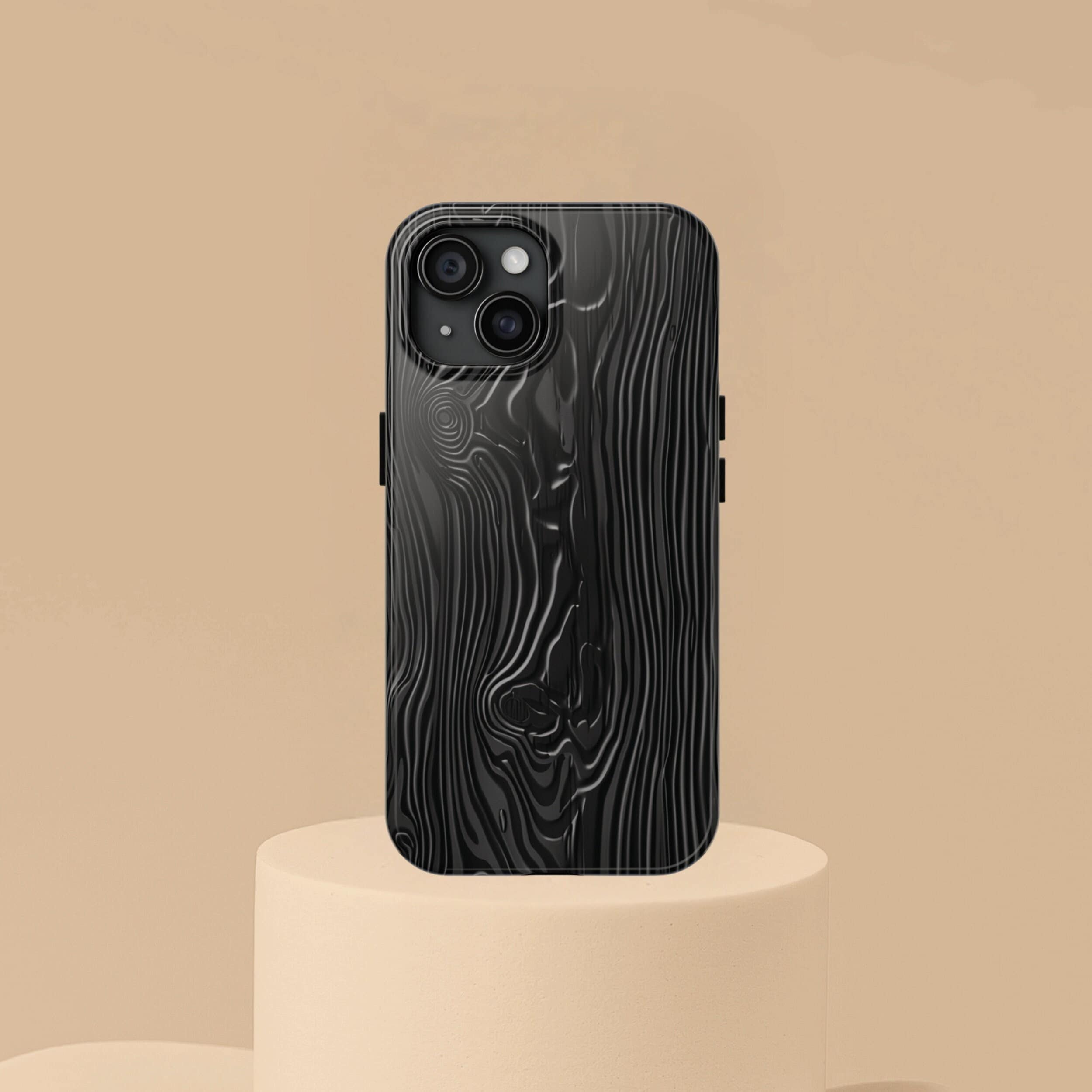 Coque De Téléphone En Simili Bois Foncé - Design Réaliste Grain De Bois - Neuf