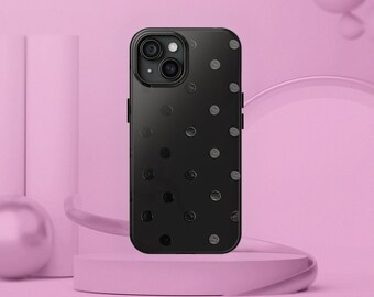 Minimalist iPhone Case Design Black Polkadot Pattern Simple Aesthetic Samsung Galaxy S21 S22 Gift for Mom New iPhone 11 12 13 14 15 Pro Max