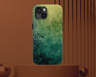 Ombre iPhone Case Green Gradient Pattern Green Botanical Phone Case Swirl Ombre Design Aesthetic Case Cute Gift iPhone 15 13 14 Pro Max Case