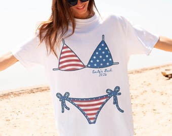 Red White and I do Bikini Bachelorette Shirts Fourth Of July Bach Party T Shirt Custom 4th of July USA Bride To Be Shirt America 250