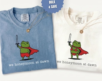 Funny Frog Honeymoon Shirt Comfort Colors® Couples Vacation Shirt We Honeymoon At Dawn Newlywed Wedding Shirt Just Married Hubby Wifey Tee